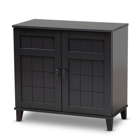 Shelf Wood Shoe Storage Cabinet Glidden Finished Dark Gray