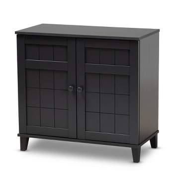 Shelf Wood Shoe Storage Cabinet Glidden Finished Dark Gray - Baxton Studio