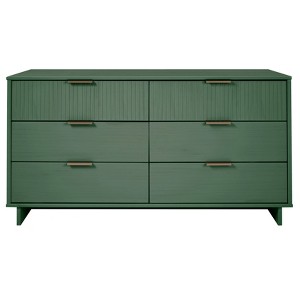 Granville Modern 6 Drawer Double Wide Dresser Sage Green Manhattan Comfort Wood Frame Anti Tip Hardware