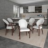 LeisureMod Opaline Wooden Dining Arm Chair - Leather/Velvet Upholstery - 3 of 4
