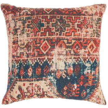  Persian Print Square Throw Pillow Red - Nicole Curtis