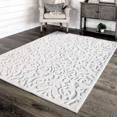 Natural Rectangular Stain-Resistant Synthetic Area Rug 3'11" x 5'5"
