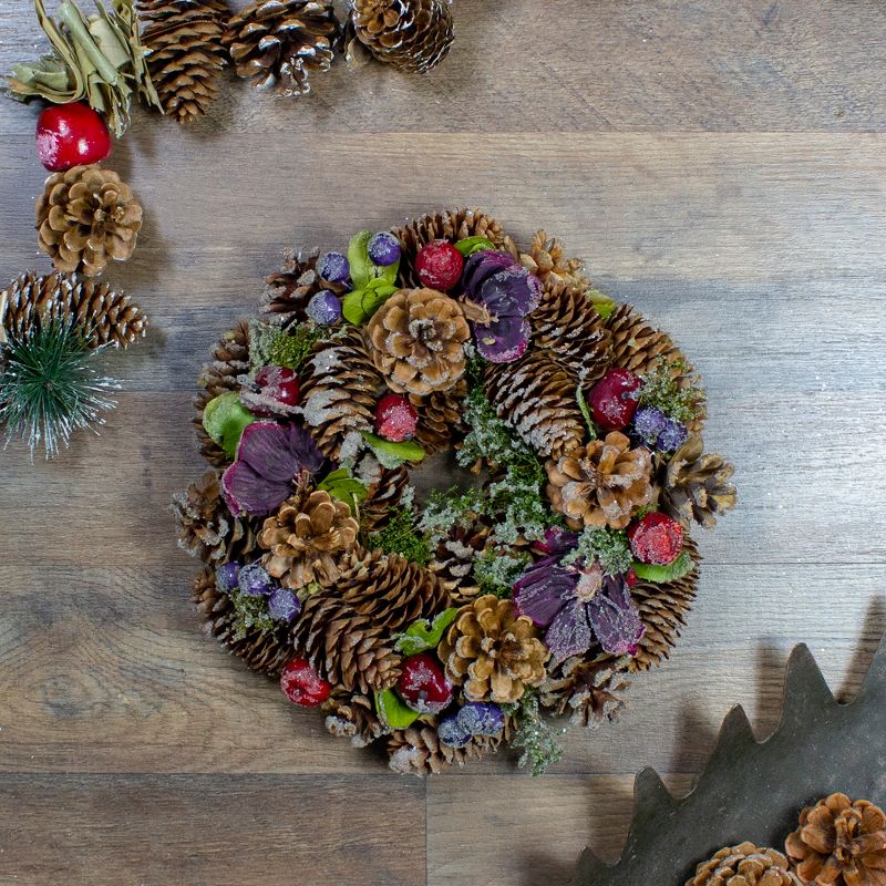 Northlight Iced Pine Cones with Berries Artificial Christmas Wreath, 10-Inch, Unlit, 2 of 4
