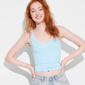 Women's Lace Trim Seamless Jersey Tank Top - Wild Fable™ - 1 of 4