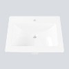 Garvee Bathroom Vessel Sink, Semi Recessed Round Ceramic Basin 20.24 x 17.01 x 7.64 in, White Countertop Vanity Sink with Single Faucet Hole - 2 of 4