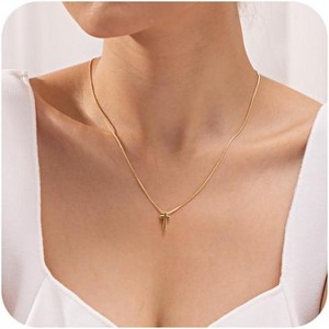 14K Gold Plated Crown Cross Pendant Necklace Non Tarnish Religious Gift D Small Cross, Gold - 1 of 4