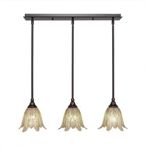 Toltec Lighting Any 3 - Light Chandelier in  Dark Granite with 7" Vanilla Leaf Shade - 1 of 1
