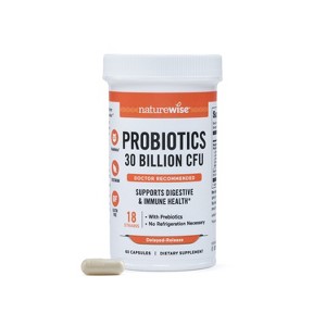 NatureWise Max Probiotics for Women & Men - 30 Billion CFU 18 Strains + Organic Prebiotics - For Gut & Digestive Health - 1 of 4
