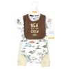 Hudson Baby Infant Boy Cotton Bodysuit, Pant and Bib Set, Dinosaur Adventures - 2 of 4