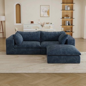 MAYEERTY 39.8" Cloud Sofa Blue - 39.8", Corduroy, Double-Layer, No Assembly, DIY for Corner - 1 of 4