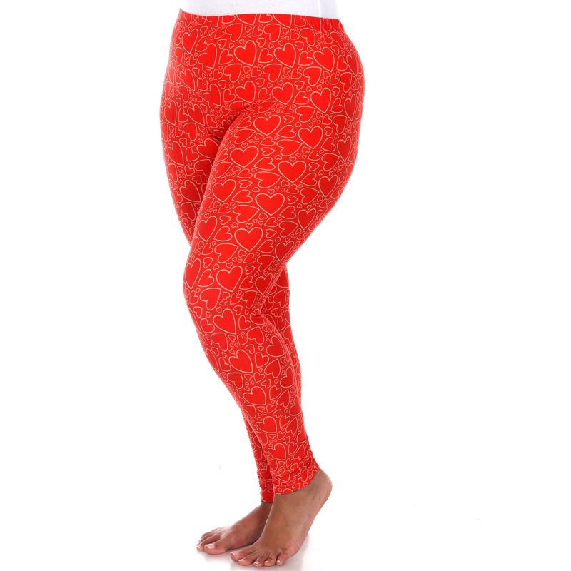 Women's Plus Size Super Soft Midi-Rise Printed Leggings - One Size Fits Most Plus - White Mark, 3 of 4