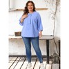 Agnes Orinda Women's Plus Size Chiffon Tie Round Neck  3/4 Sleeve Elegant Work Blouses - 3 of 4