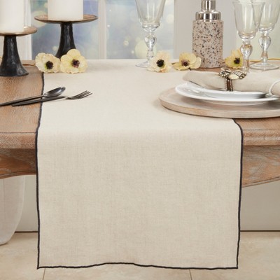 Stonewashed Linen Table Runner with Stitched Edge, 16"x72"