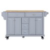 Wood Top Kitchen Island Cart with Wheels, 4 Doors & 5 Drawers, Rolling Storage Cabinet for Kitchen or Dining-The Pop Home - 2 of 4