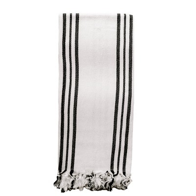 TURKISH HAND TOWELS WITH FRINGE - GRAY & AQUA - Briar & Branch