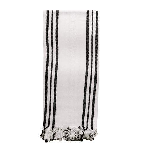 Sweet Water Decor Jordan Turkish Hand Towel Black Two Stripe