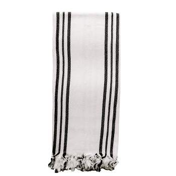 Sweet Water Decor Jordan Turkish Hand Towel Black Two Stripe - 19x35"