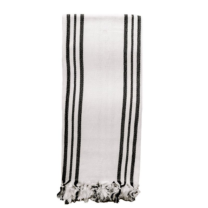 Sweet Water Decor Jordan Turkish Hand Towel Black Two Stripe - 19x35", 1 of 6