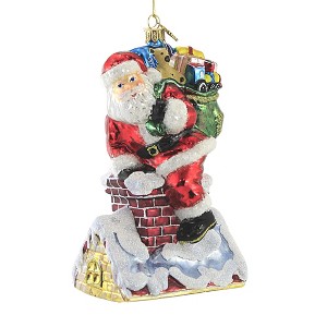 Huras 7.5 Inch Santa On The Rooftop Ornament Christmas Presents Tree Ornaments - 1 of 3