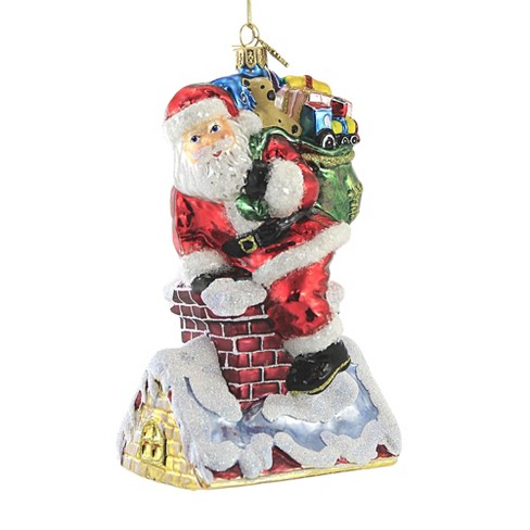 Huras Santa On The Rooftop - 1 Glass Ornament 7.50 Inches - Ornament  Christmas Presents - S418 - Glass - Red : Target