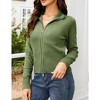 Coolmee Women's Cardigans Zip Up Cable Knit Long Sleeve Lapel Collar Sweaters Warm Slim Fit Solid Cardigans with Pockets Outwear Coats M Green - 3 of 4