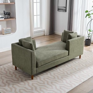 LOVMOR 77.95'' Wide Modern Double-Sided Upholstered Chaise Lounge Indoor, Chenille Fabric Sleeper Sofa Couch With 4 Throw Pillows, Rubberwood Legs - 1 of 4
