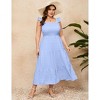 Coolmee Women's Summer Flying Sleeves Maxi Dress Square Neck Smocked Tiered Ruffle A Line Long Flowy Beach Dresses - 2 of 4