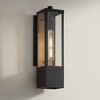 Possini Euro Design Berk Modern Wall Light Sconce Textured Black Gold Hardwire 4" Fixture Clear Glass for Bedroom Bathroom Vanity Reading Living Room - 2 of 4