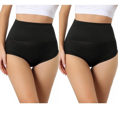 Allegra K Women's High Waisted Light Breathable Control Panties 2 Packs