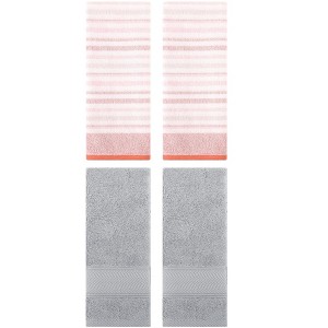 REGALWOVEN 4 Pcs Cotton Soft Comfortable Absorbent Striped Hand Towel - 1 of 4