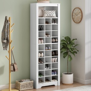 TIRAMISUBEST Stylish Design 30 Shoe Cubby Console, Contemporary Shoe Cabinet with Multiple Storage Capacity, Free Standing Tall Cabinet for Hallway - 1 of 4