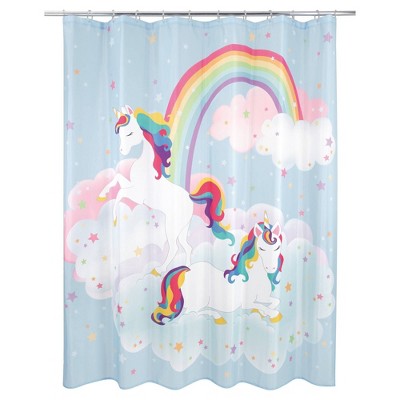 Unicorn Shooting with Uzi Guns Waterproof Shower Curtain Bathroom Rugs &12 Hooks 