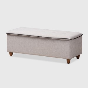 Marlisa Walnut Finished Wood and Fabric Upholstered Button Tufted Storage Ottoman Gray - BaxtonStudio - 1 of 4