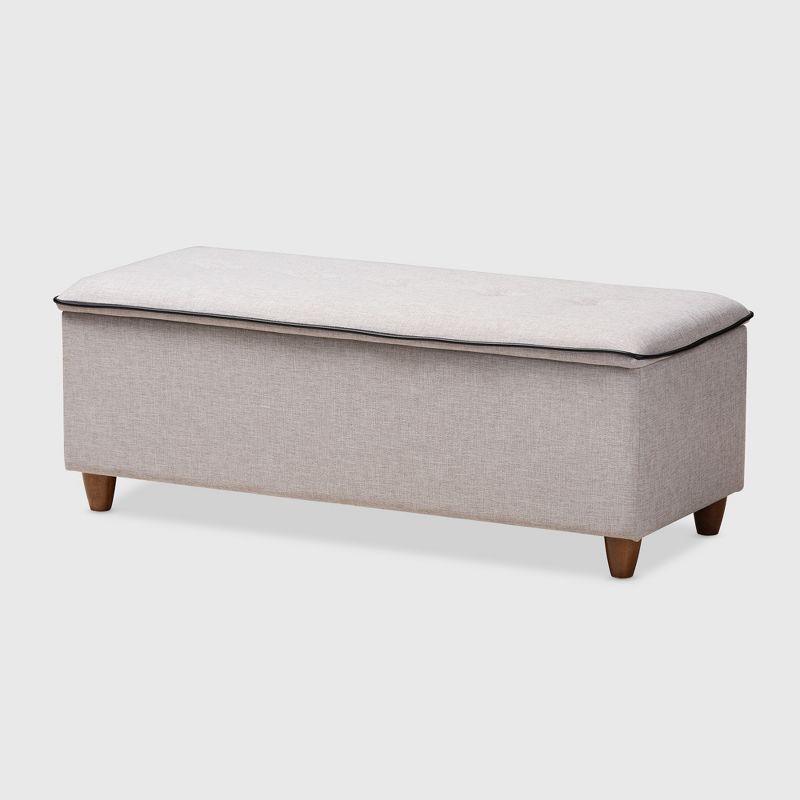 Marlisa Walnut Finished Wood and Fabric Upholstered Button Tufted Storage Ottoman Gray - BaxtonStudio, 1 of 11