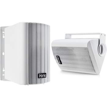 iHome Waterproof Swivel Wall Mountable 5.25"Outdoor Bluetooth Speaker Pair White