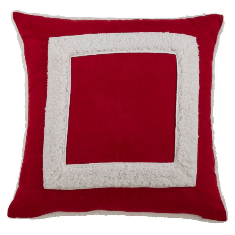 Saro Lifestyle Square Pillow - Poly Filled, 17" Square, Red, 1 of 3
