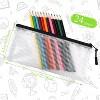 Fmeida 24 Pack Mesh Zipper Pouch Bags Small, Zipper Pencil Pouches, 9.2 x 4.7 in Clear Pencil Pouch Bulk, Pencil Bags with Zipper - 2 of 4