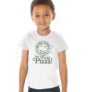 Teenage Mutant Ninja Turtles mnt But First Pizza Kids T Shirt For Toddlers, White - 1 of 4