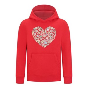 Everyday Kids Floral Heart Girls Pullover Hoodie – Pastel Flower & Butterfly Graphic Sweatshirt - 1 of 4