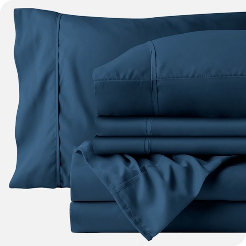 Full Xl Dark Blue 6pc Microfiber Sheet Set By Bare Home : Target