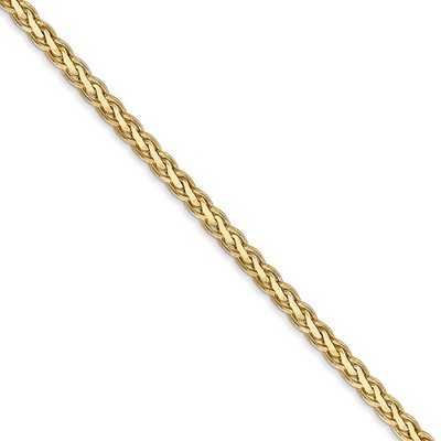 Black Bow Jewelry 3mm, 14k Yellow Gold, Flat Wheat Chain Necklace