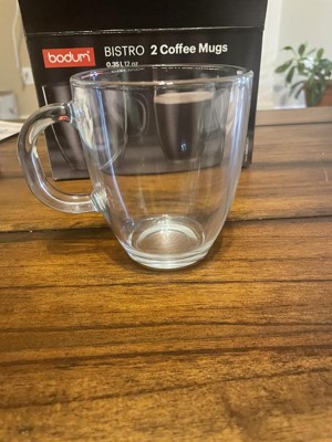 Bodum 2 Pk Single Wall Bistro Mugs, Tempered Glass Clear