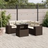 vidaXL 6 Piece Patio Sofa Set with Cushions - Brown and Cream - 2 of 4