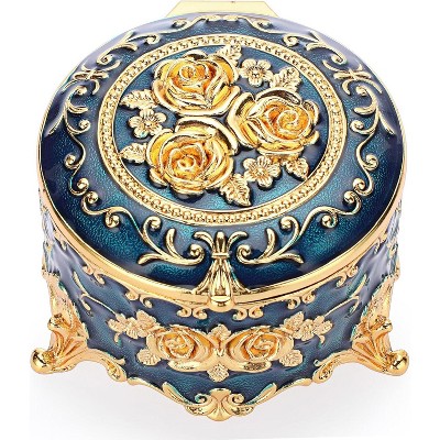 Vintage Jewelry Box，Small Trinket Storage Organizer Box,Chest Round Keepsake Boxes