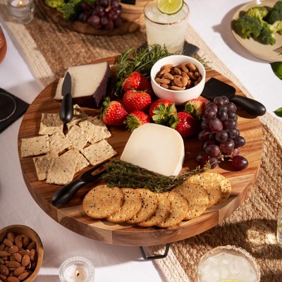 Twine Acacia Wood Footed Cheese Board & Knife Set
