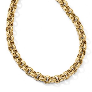 Black Bow Jewelry 8.5mm 14k Yellow Gold Hollow Rolo Link Necklace, 18 Inch - 1 of 4