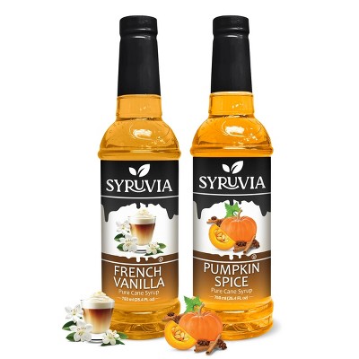 Syruvia Variety Pack - Pumpkin Spice & French Vanilla Syrup 25.4 Fl oz (2-Pack)