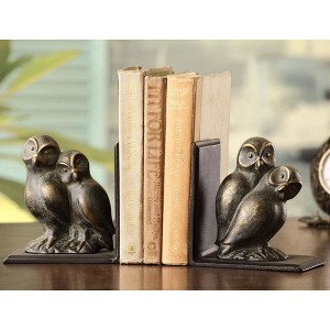 SPI Home Loving Owls Bookends – 6.5" Handcrafted Cast Aluminum Owl Pair, Heavy Rustic Book Holder Set for Woodland, Office, or Library Décor - 1 of 3