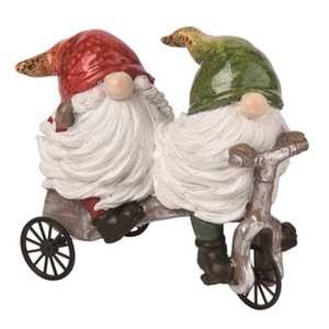 Transpac Resin 6" Multicolor Spring Riding Gnome Figurine - 1 of 2