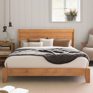 Galano Queen Abby Serene Bed with Headboard – Amber Walnut - 1 of 4